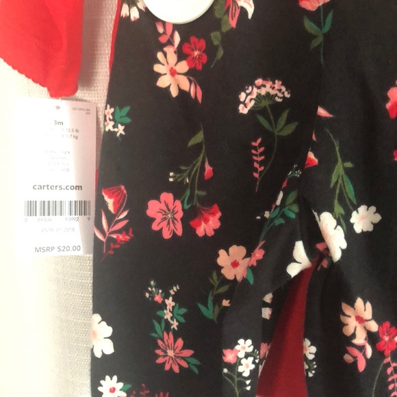 Carter’s 3 month, Red long sleep onesie & floral p - Picture 3 of 4
